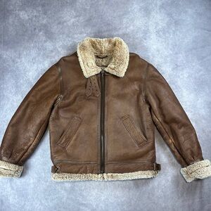 Men's Brown Shearling Leather Jacket